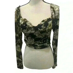 NWT JUST POLLY NY RUCHED PRINTED TOP